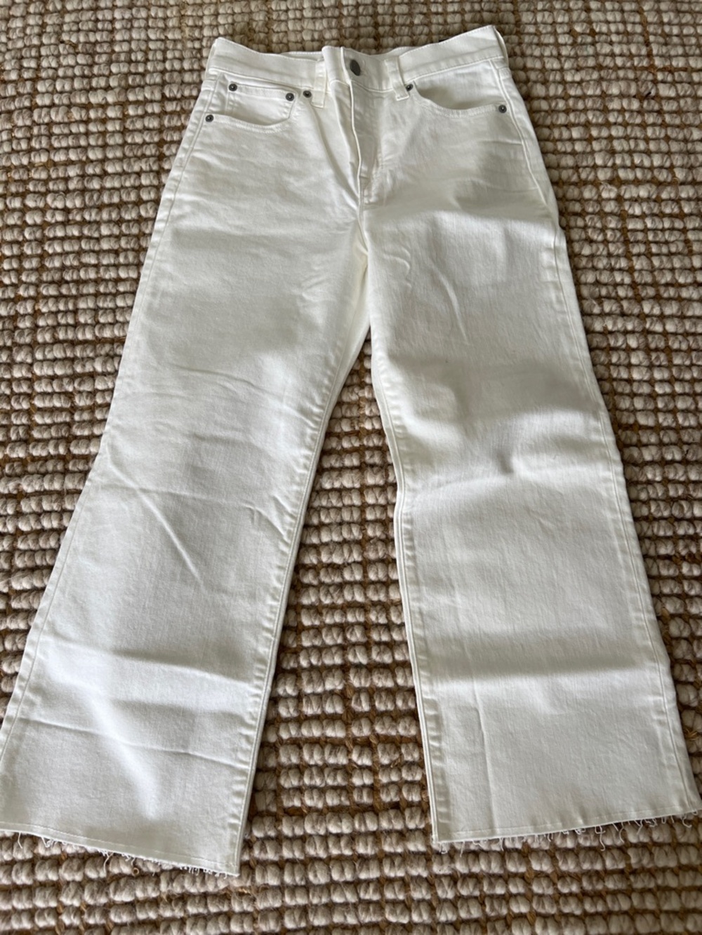 J.Crew Factory 25 Petite 25P White Wide Leg Crop Denim Jeans NWT New Preppy